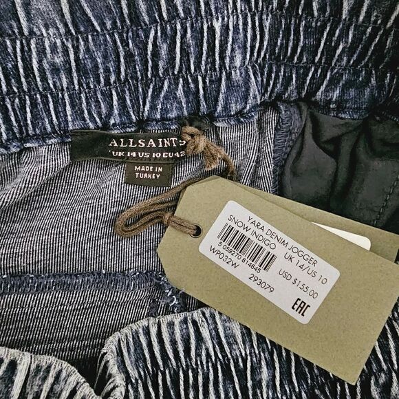 New! AllSaints Yara Denim Jogger Snow Indigo Pull On Pants - Picture 10 of 11